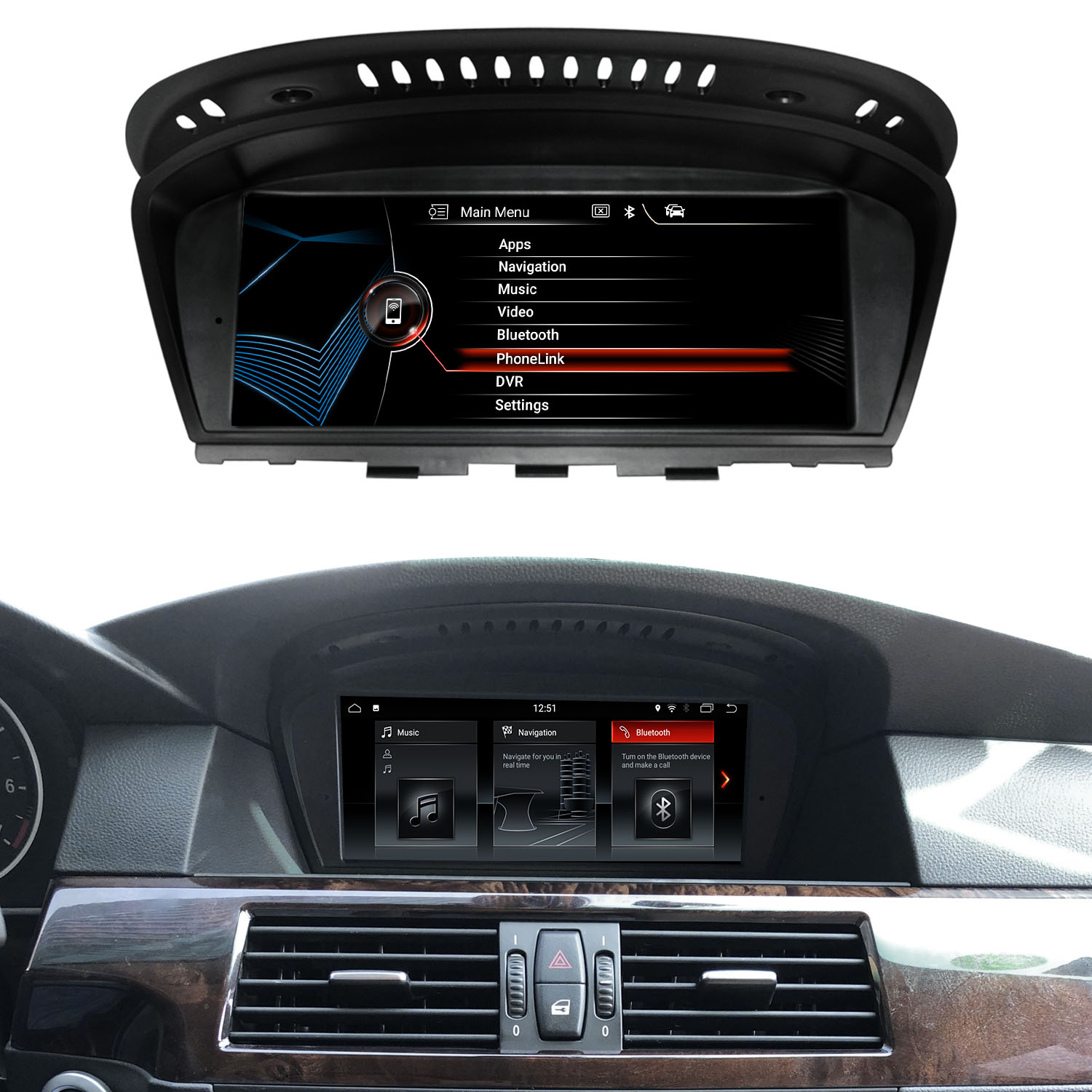 Koason Android Screen Display Upgrade Apple CarPlay for BMW 5Series 6Series E60 E61 E63 E64 M5