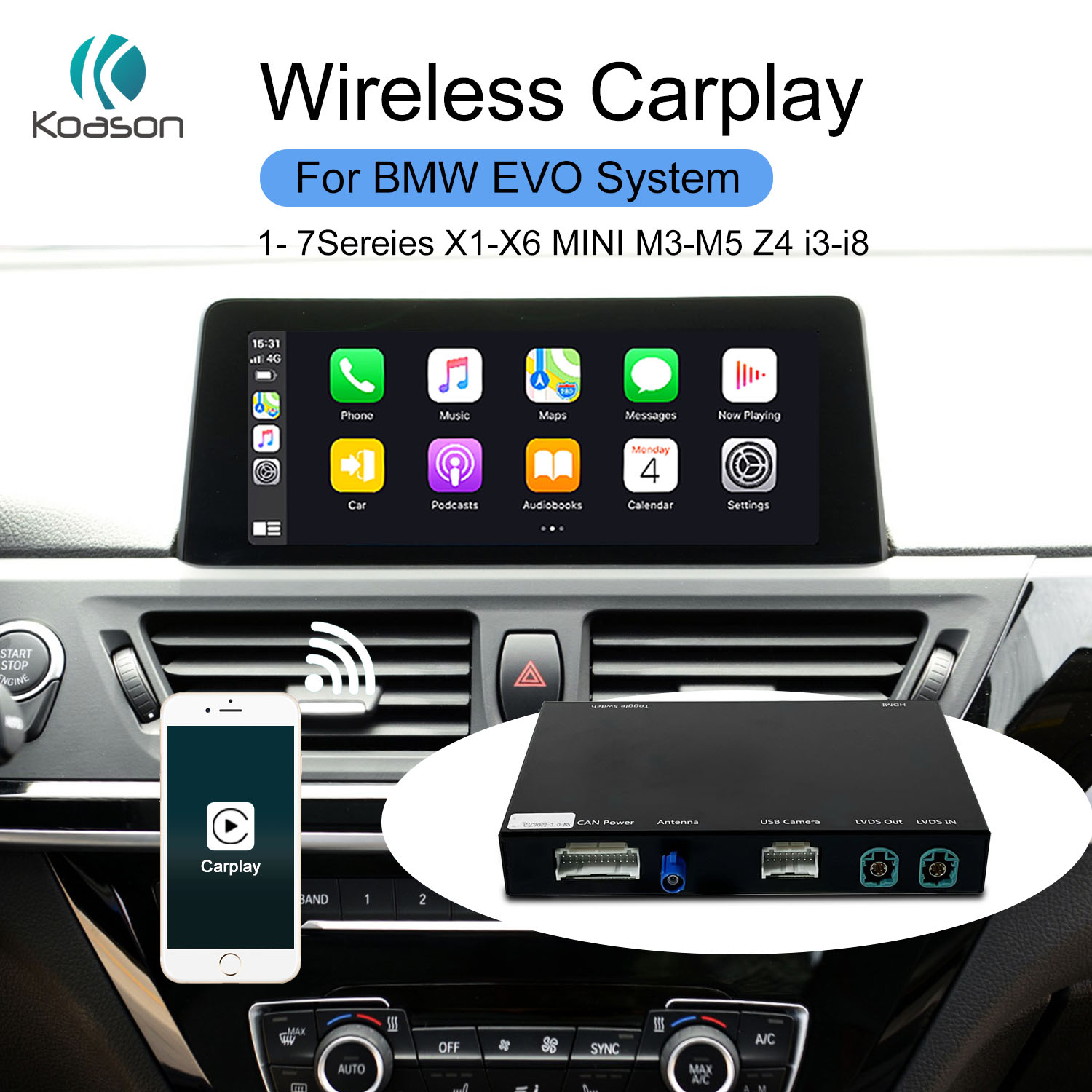 Koason CarPlay box for BMW 1/7 Sereies X1-X6 MINI M3/M5 Z4 i3/i8 EVO System